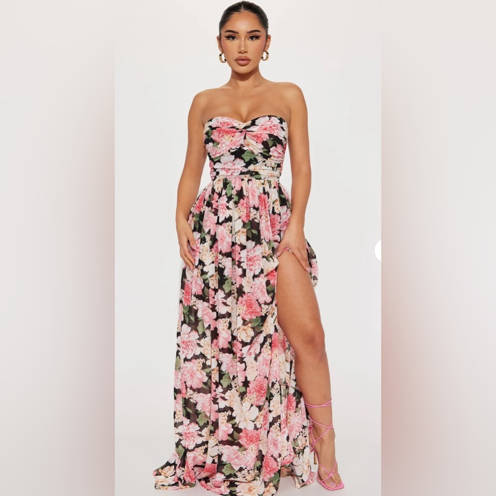 Floral Strapless Maxi Dress NWT!